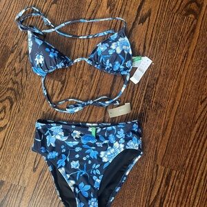 J crew blue floral swimsuit triangle top S  NEW W TAGS (bottoms sold separately)